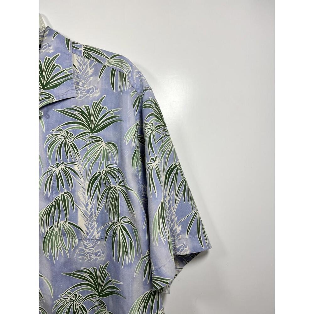 Tommy Bahama Mens Large Blue Palm Leaf 70% Silk Short Sleeve Hawaiin Shirt - Picture 5 of 9